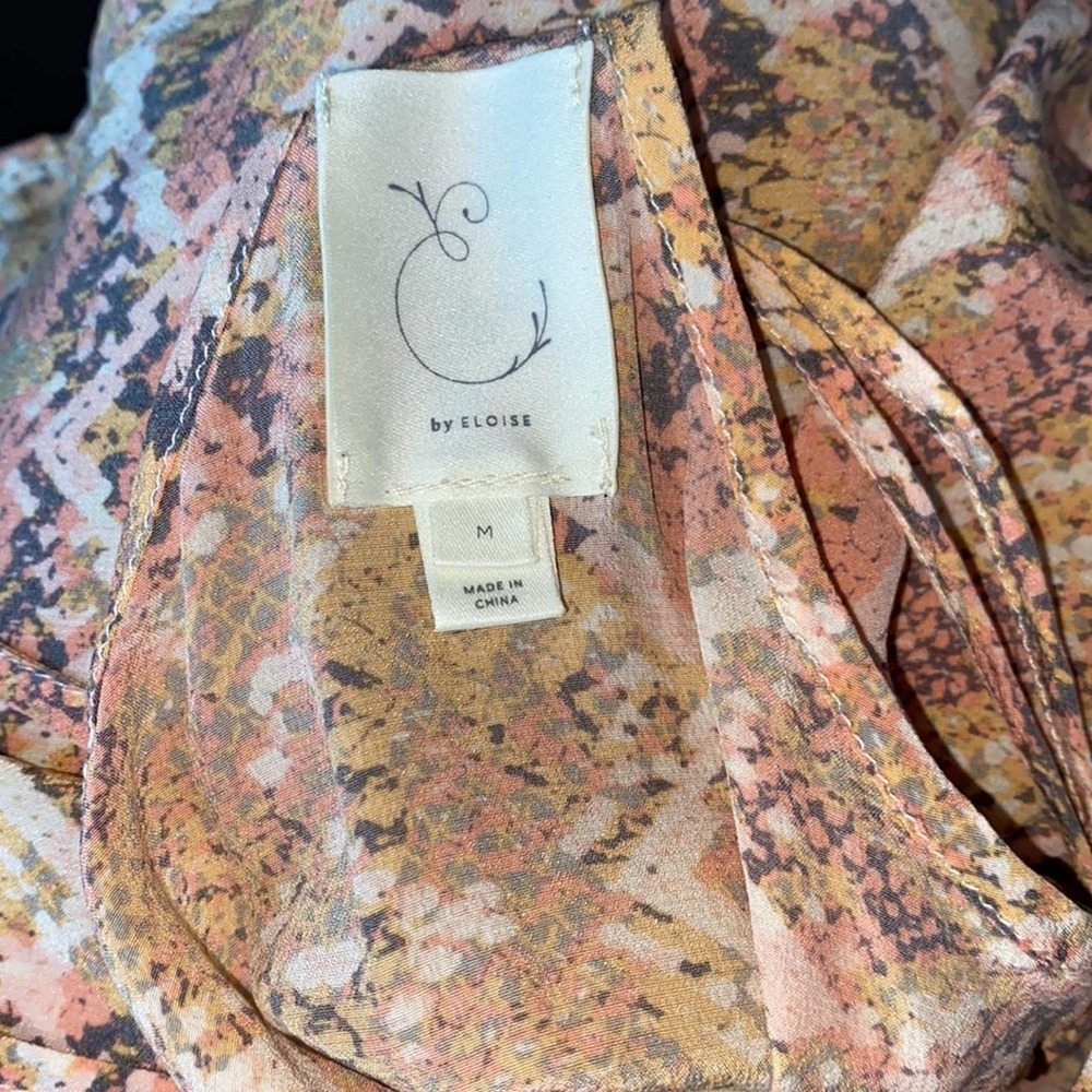 Anthropologie E By Eloise Medium Pink Orange Snake Print Tank 100% Silk - Picture 6 of 6